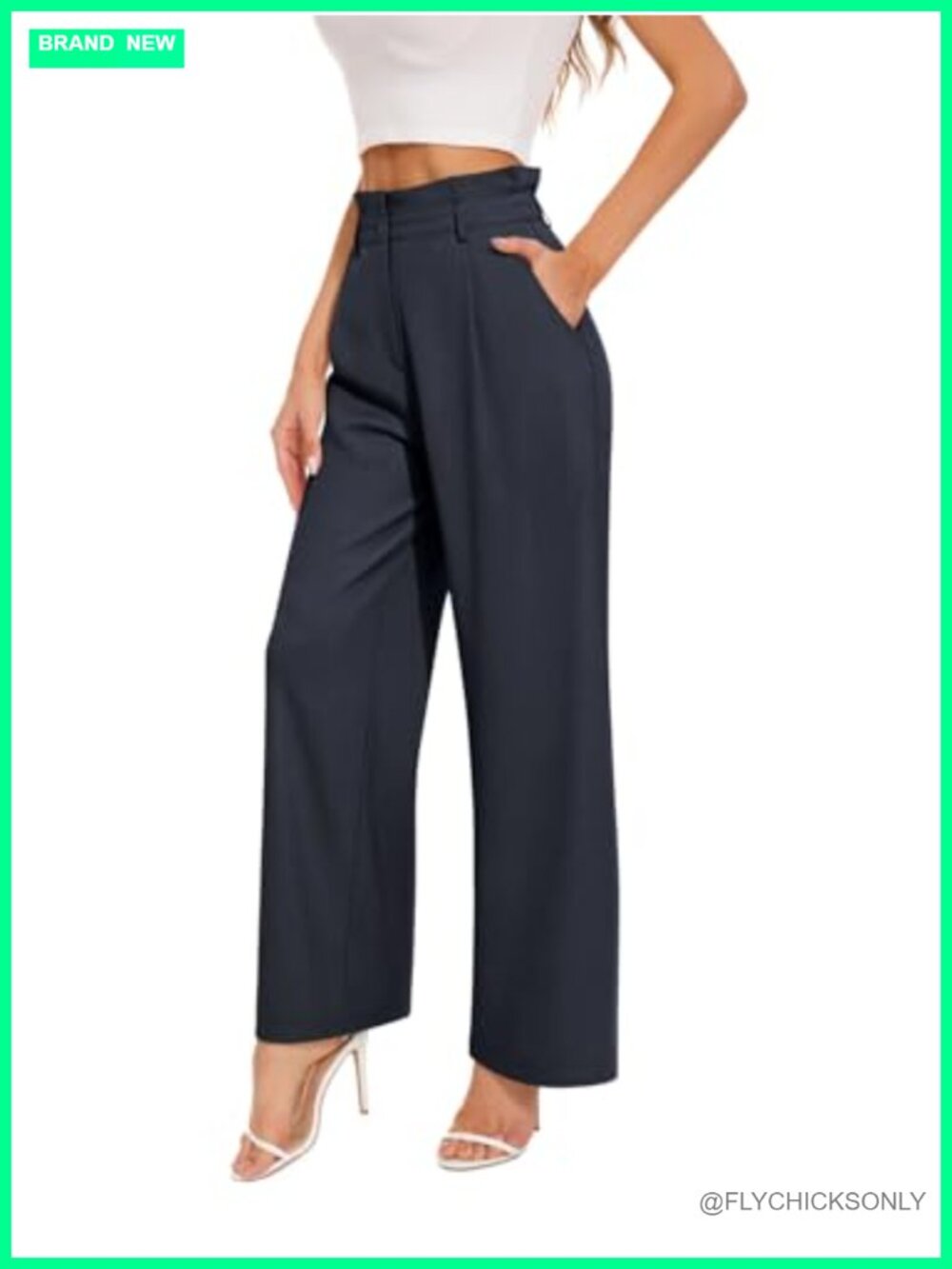 Wide Leg Dress Pants High Waisted Business Casual Work Trousers with Pockets